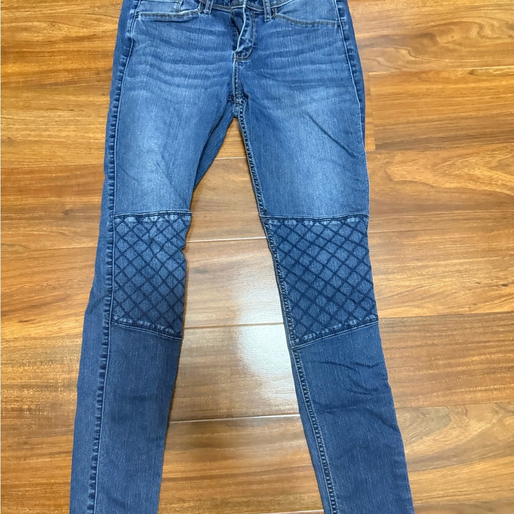 Hollister Quilted Knee Skinny Jeans in Dark Blue